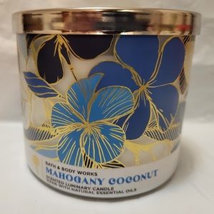 Bath & Body Works MAHOGANY COCONUT 3 Wick Scented Luminary Candle 14.5 oz